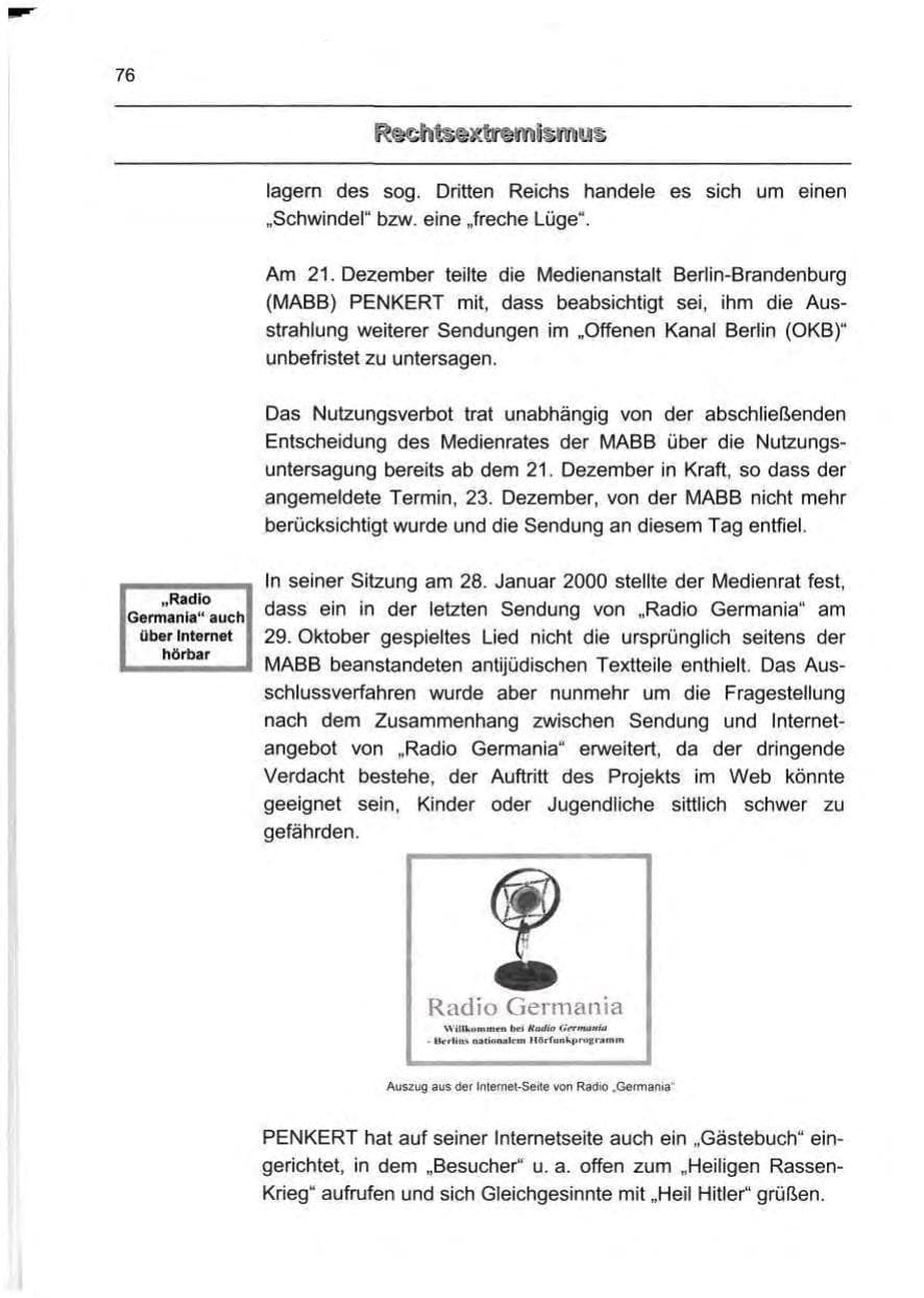Seite 85 des Verfassungsschutzbericht 1999 Berlin