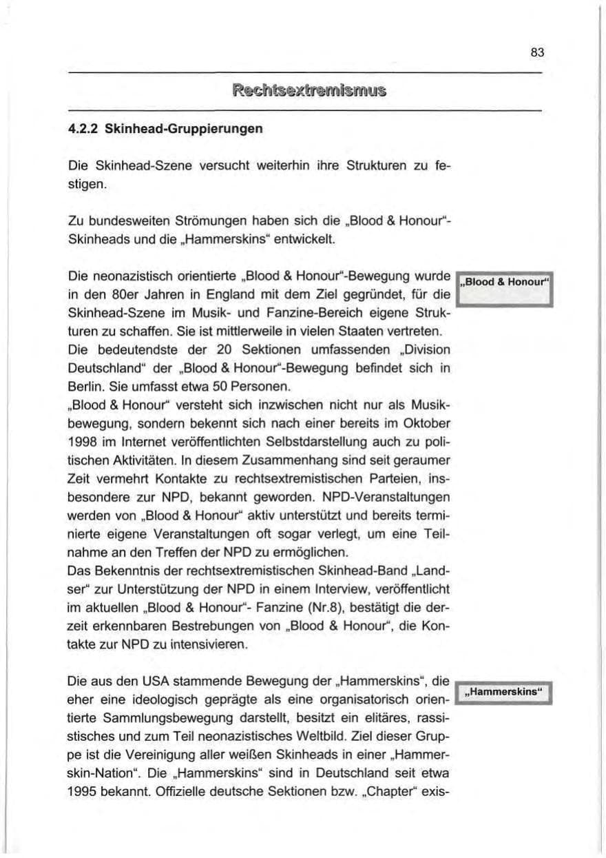 Seite 92 des Verfassungsschutzbericht 1999 Berlin