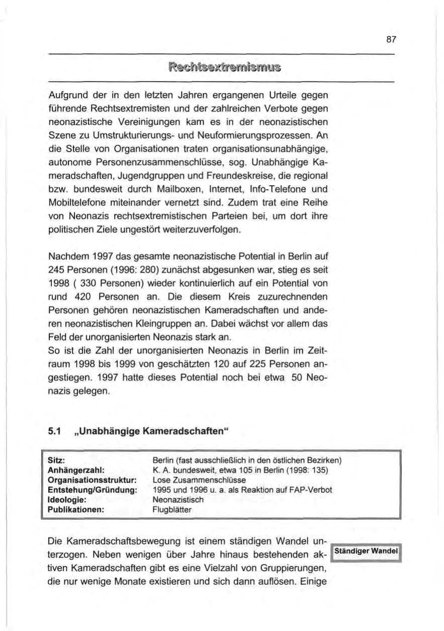 Seite 96 des Verfassungsschutzbericht 1999 Berlin