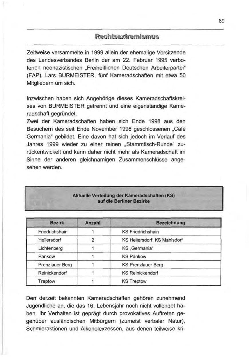 Seite 98 des Verfassungsschutzbericht 1999 Berlin