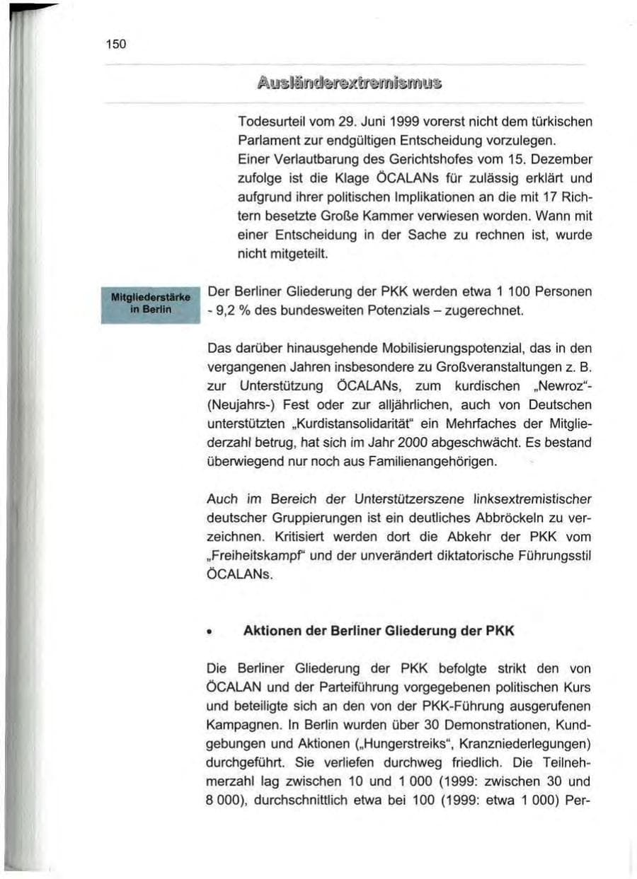 Seite 161 des Verfassungsschutzbericht 2000 Berlin