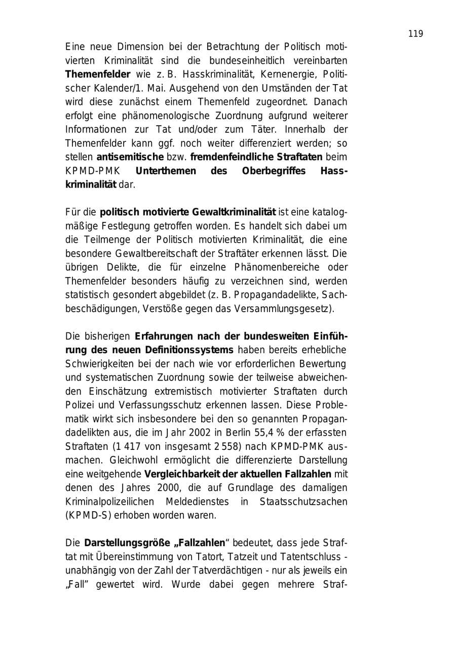 Seite 119 des Verfassungsschutzbericht 2001 Berlin