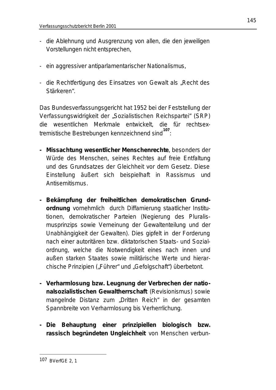 Seite 145 des Verfassungsschutzbericht 2001 Berlin