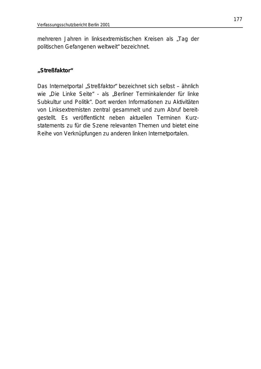 Seite 177 des Verfassungsschutzbericht 2001 Berlin