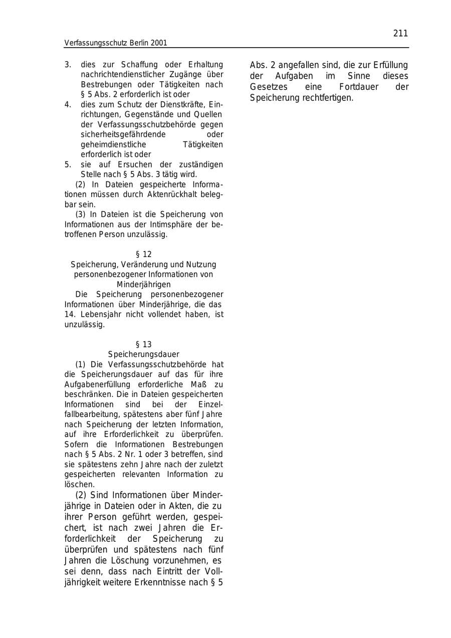 Seite 211 des Verfassungsschutzbericht 2001 Berlin