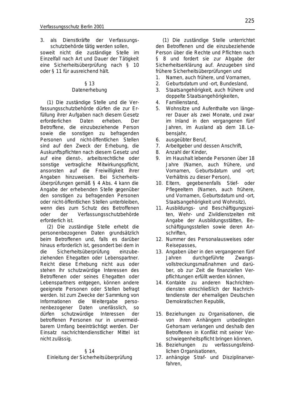 Seite 225 des Verfassungsschutzbericht 2001 Berlin