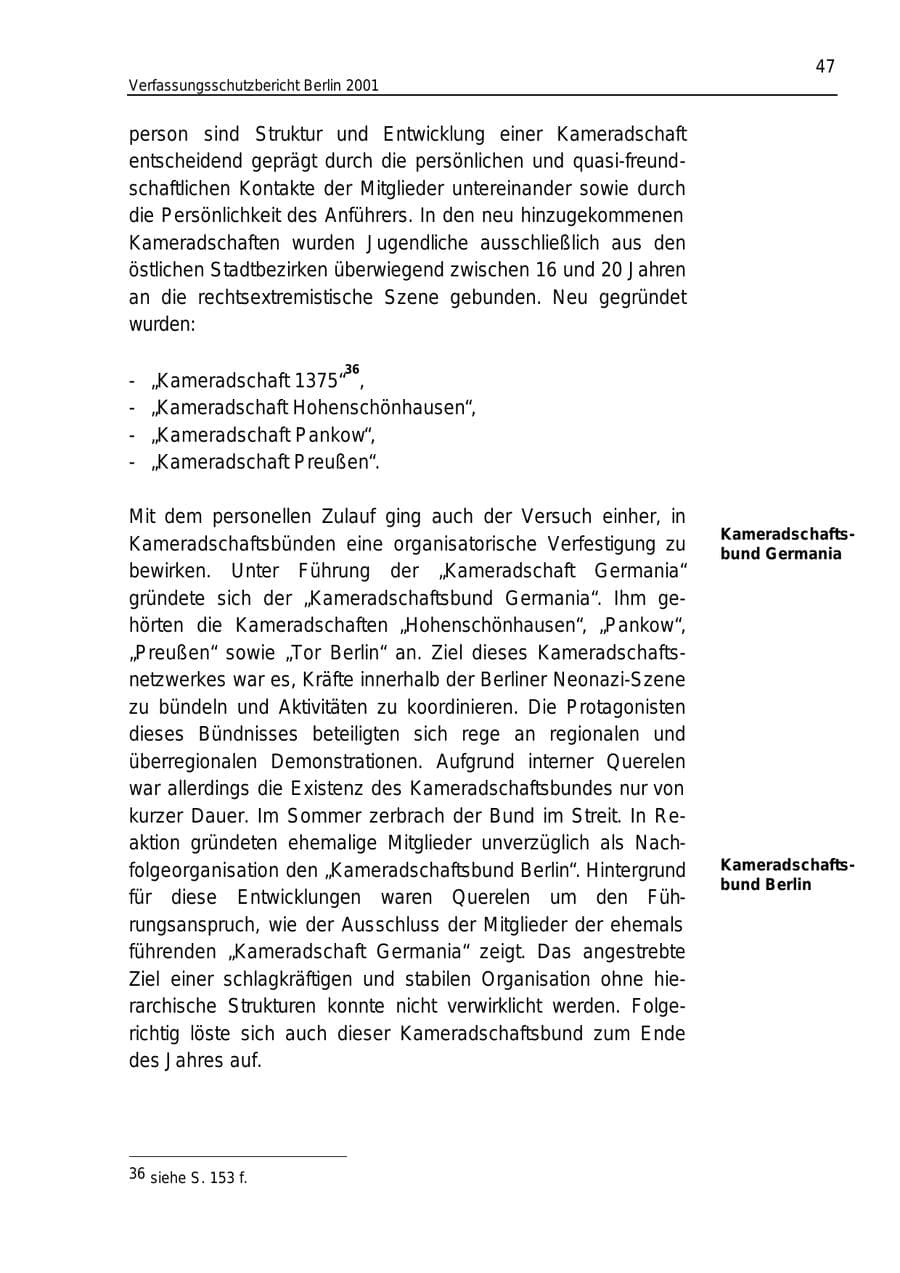 Seite 47 des Verfassungsschutzbericht 2001 Berlin