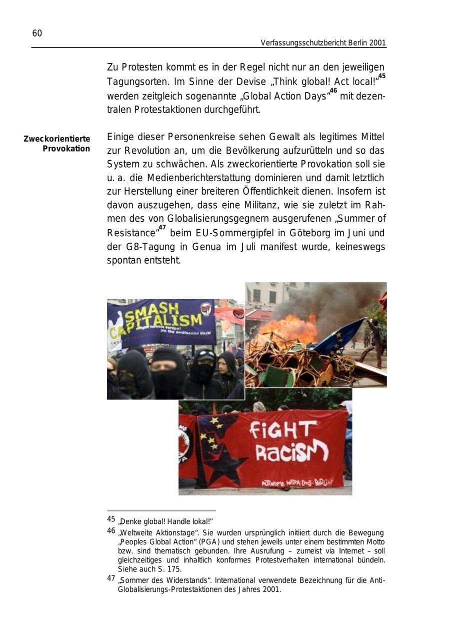Seite 60 des Verfassungsschutzbericht 2001 Berlin