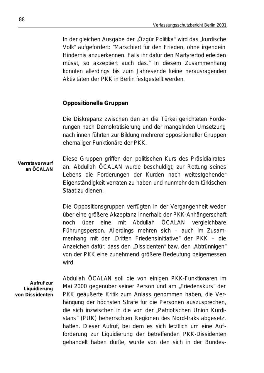 Seite 88 des Verfassungsschutzbericht 2001 Berlin