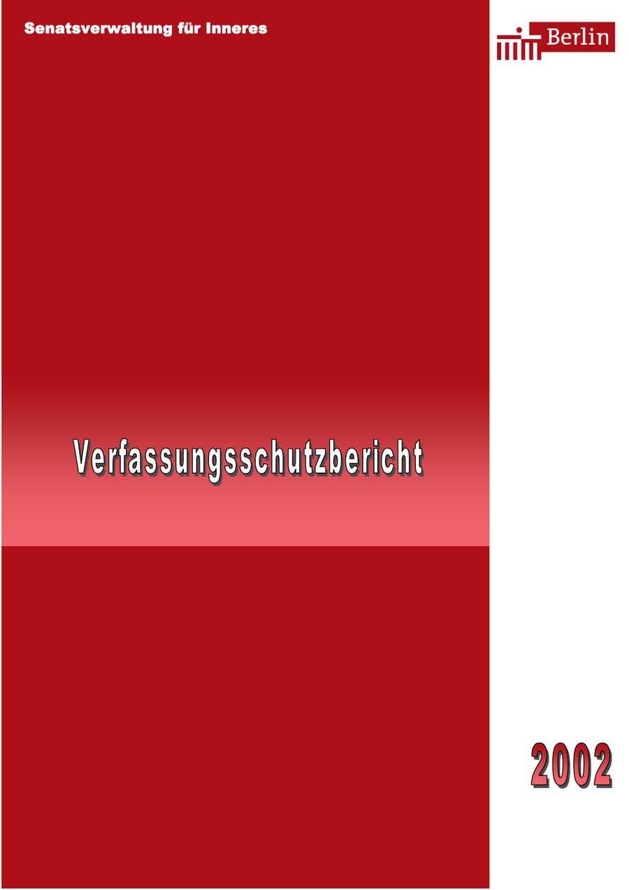 Seite 1 des Verfassungsschutzbericht 2002 Berlin