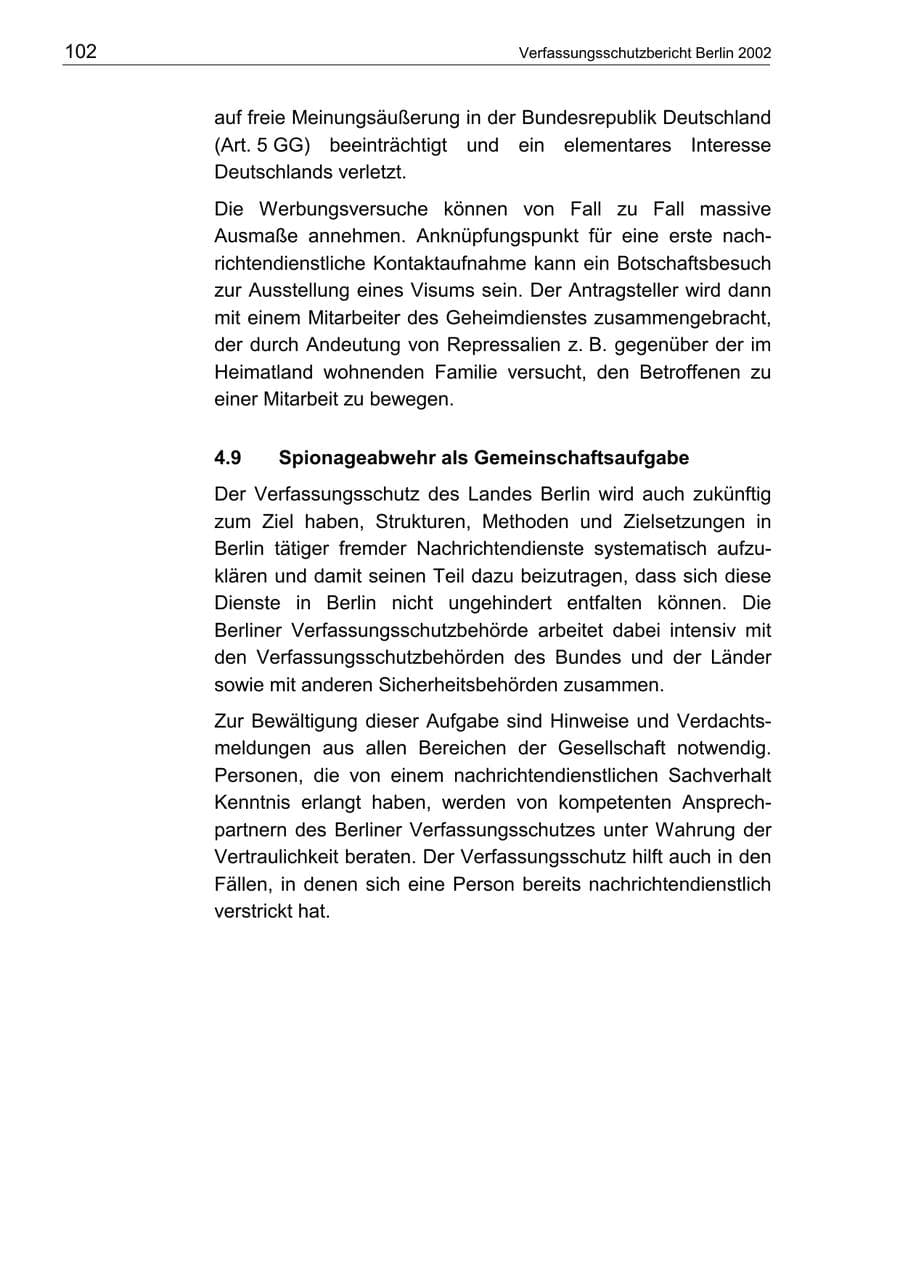 Seite 106 des Verfassungsschutzbericht 2002 Berlin