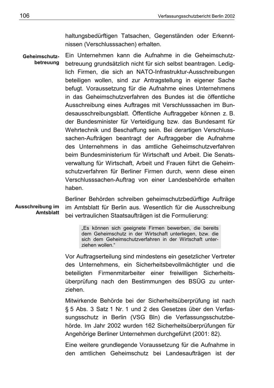 Seite 110 des Verfassungsschutzbericht 2002 Berlin
