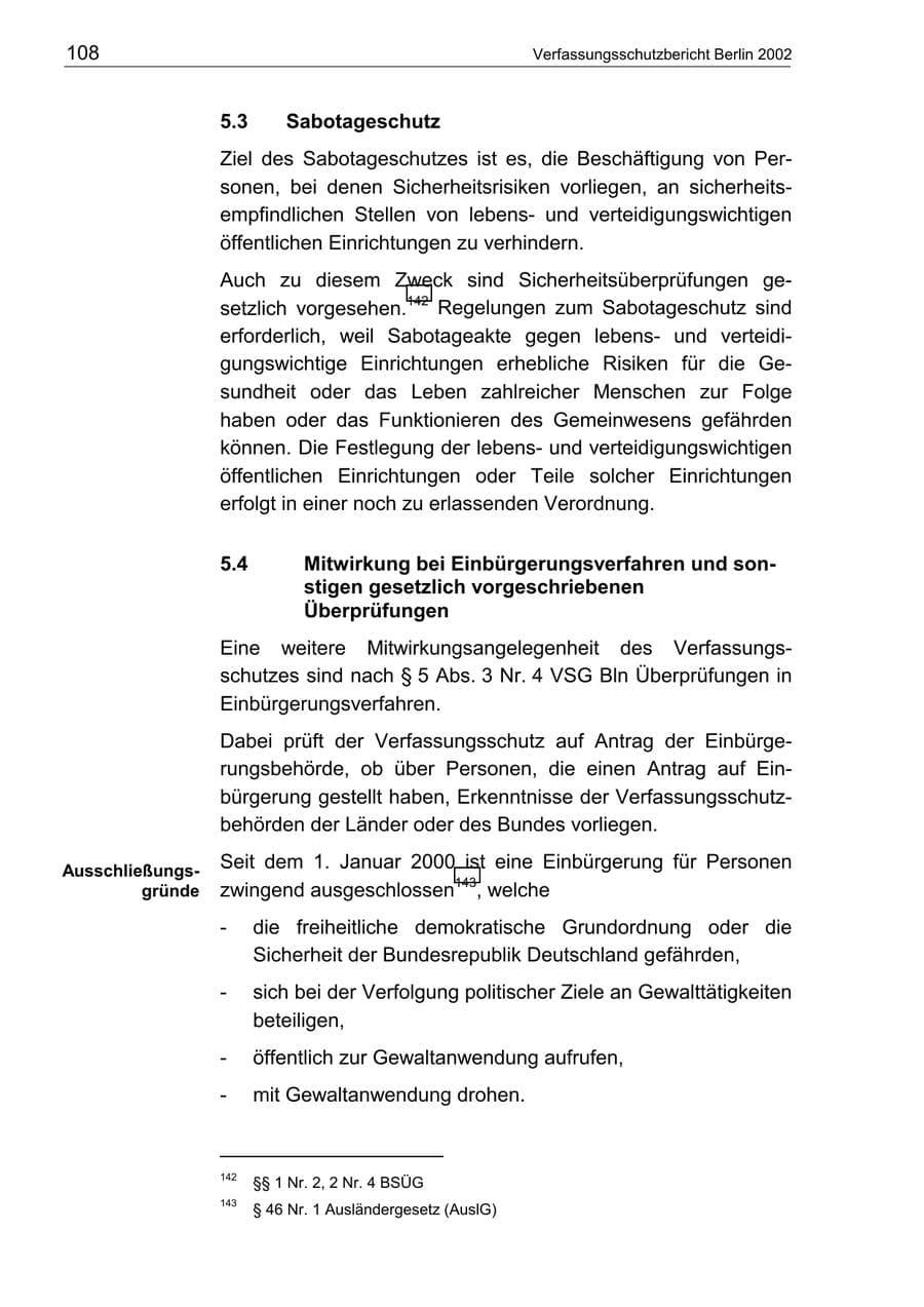 Seite 112 des Verfassungsschutzbericht 2002 Berlin