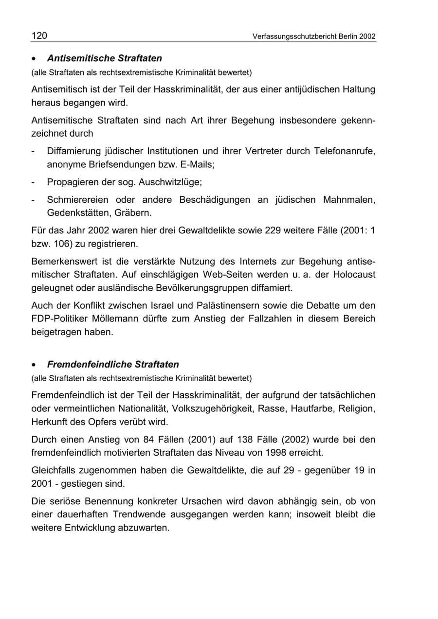 Seite 124 des Verfassungsschutzbericht 2002 Berlin
