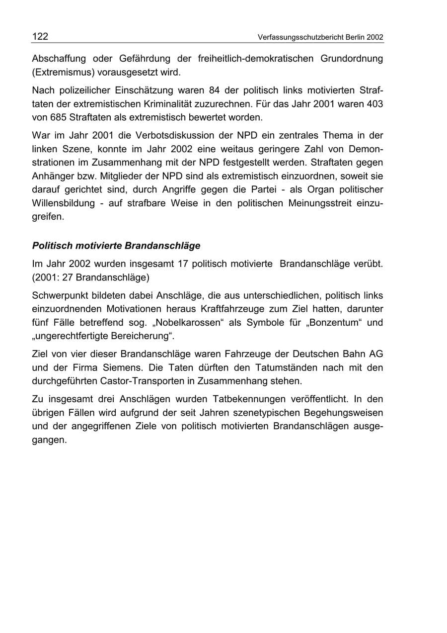 Seite 126 des Verfassungsschutzbericht 2002 Berlin