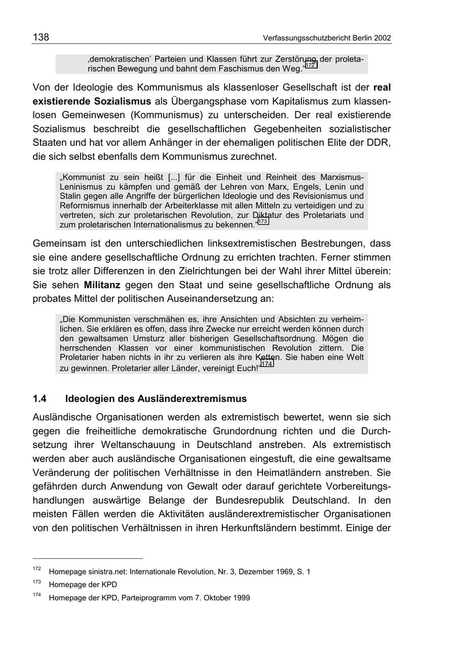 Seite 142 des Verfassungsschutzbericht 2002 Berlin