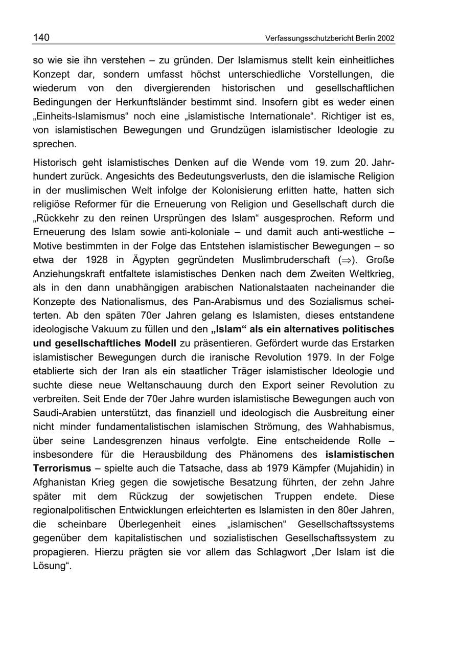 Seite 144 des Verfassungsschutzbericht 2002 Berlin