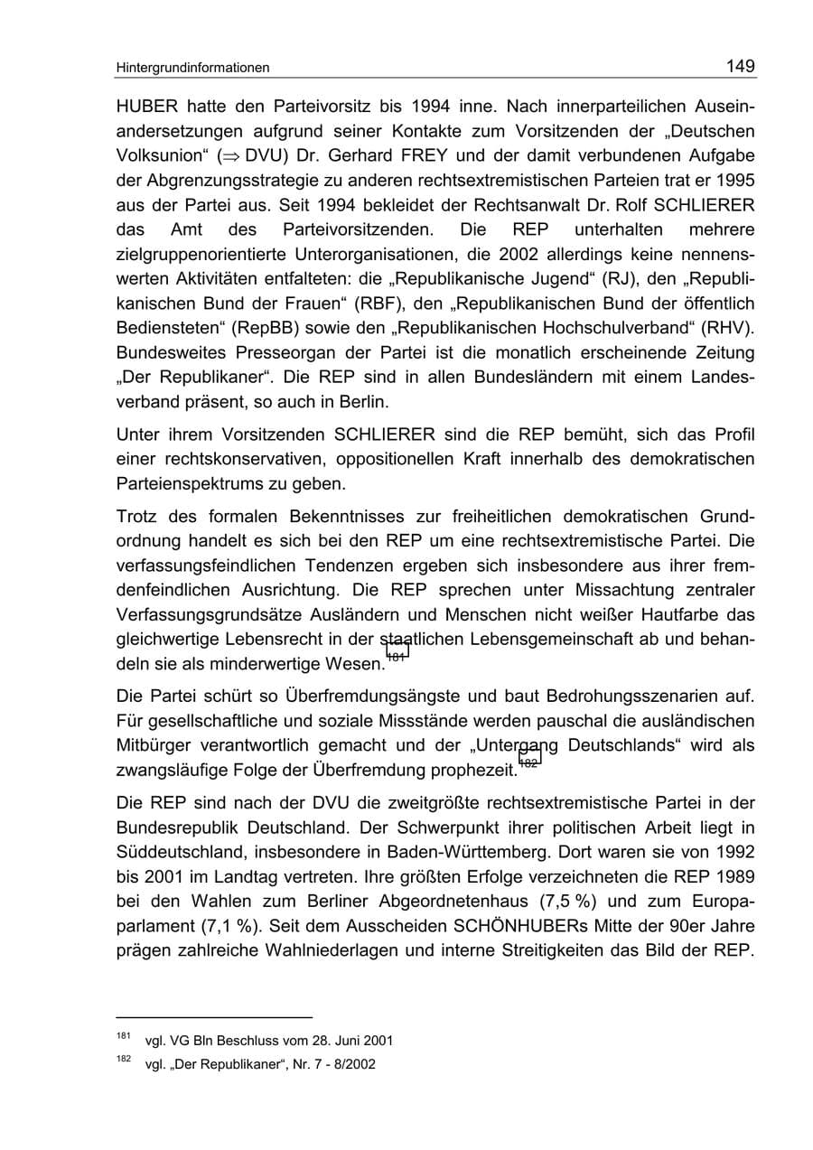 Seite 153 des Verfassungsschutzbericht 2002 Berlin