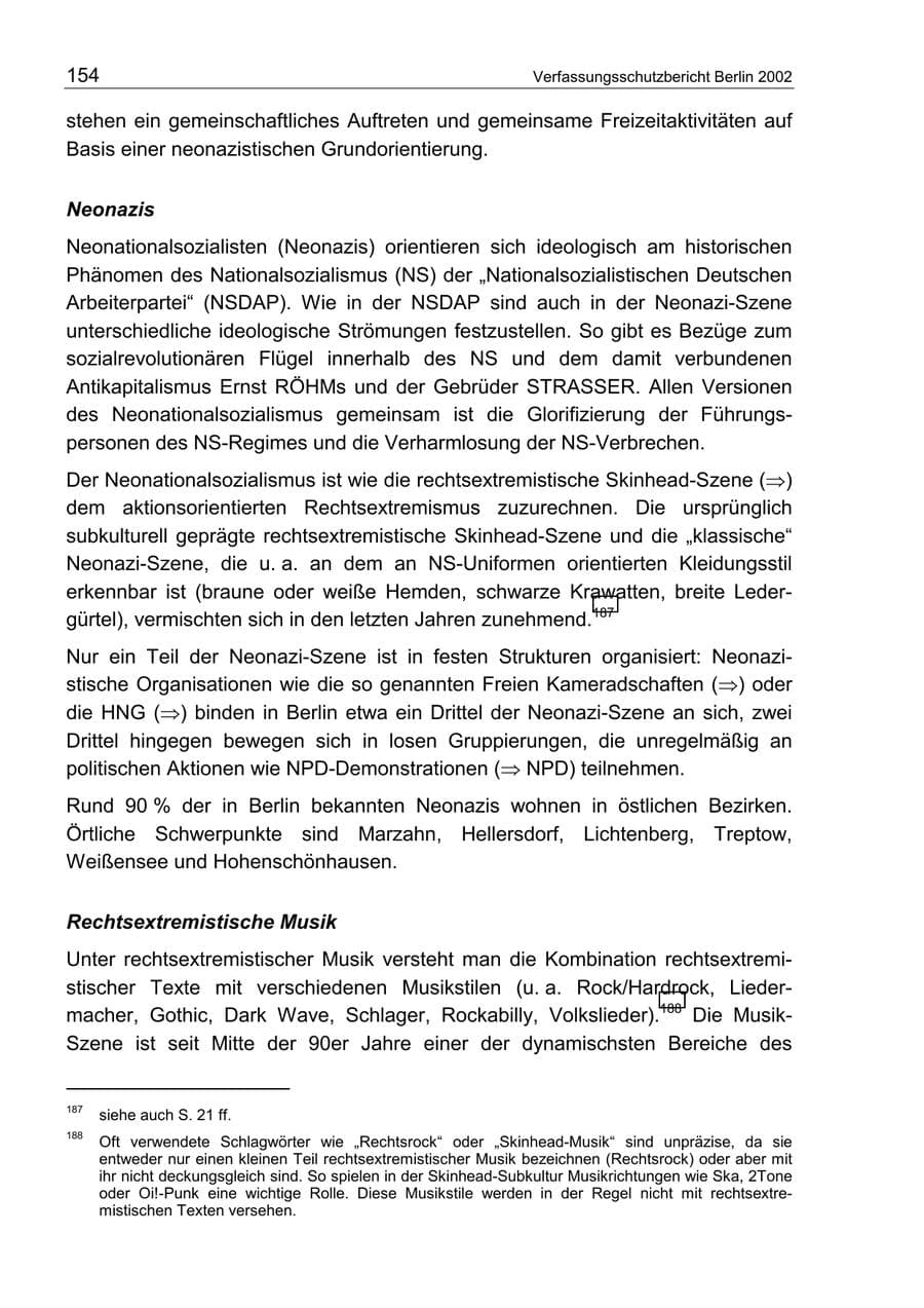 Seite 158 des Verfassungsschutzbericht 2002 Berlin