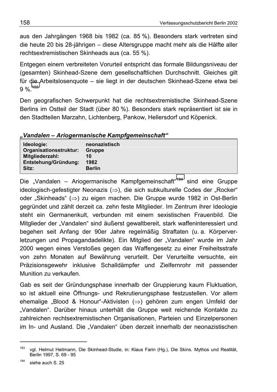 Seite 162 des Verfassungsschutzbericht 2002 Berlin