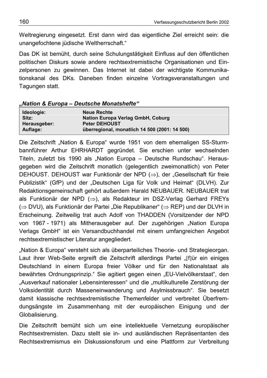 Seite 164 des Verfassungsschutzbericht 2002 Berlin