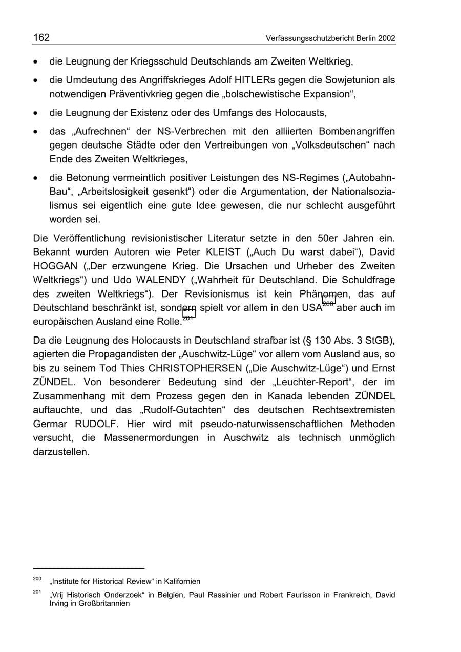 Seite 166 des Verfassungsschutzbericht 2002 Berlin