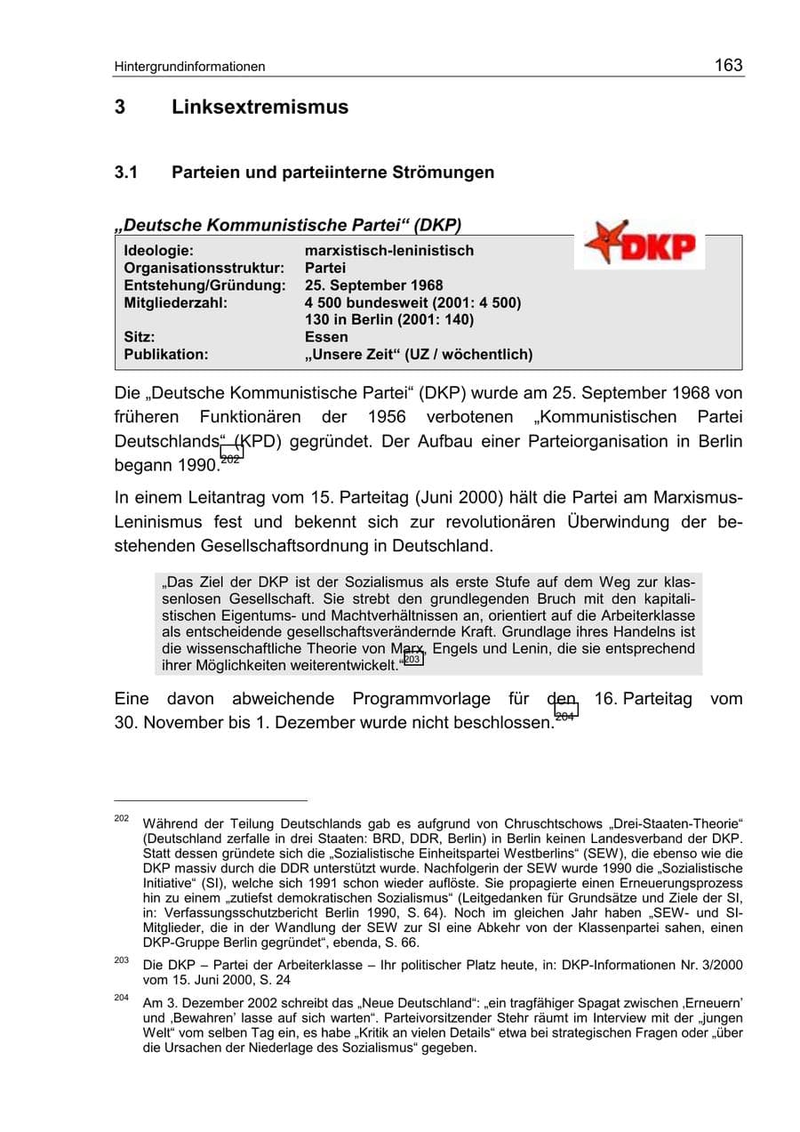 Seite 167 des Verfassungsschutzbericht 2002 Berlin
