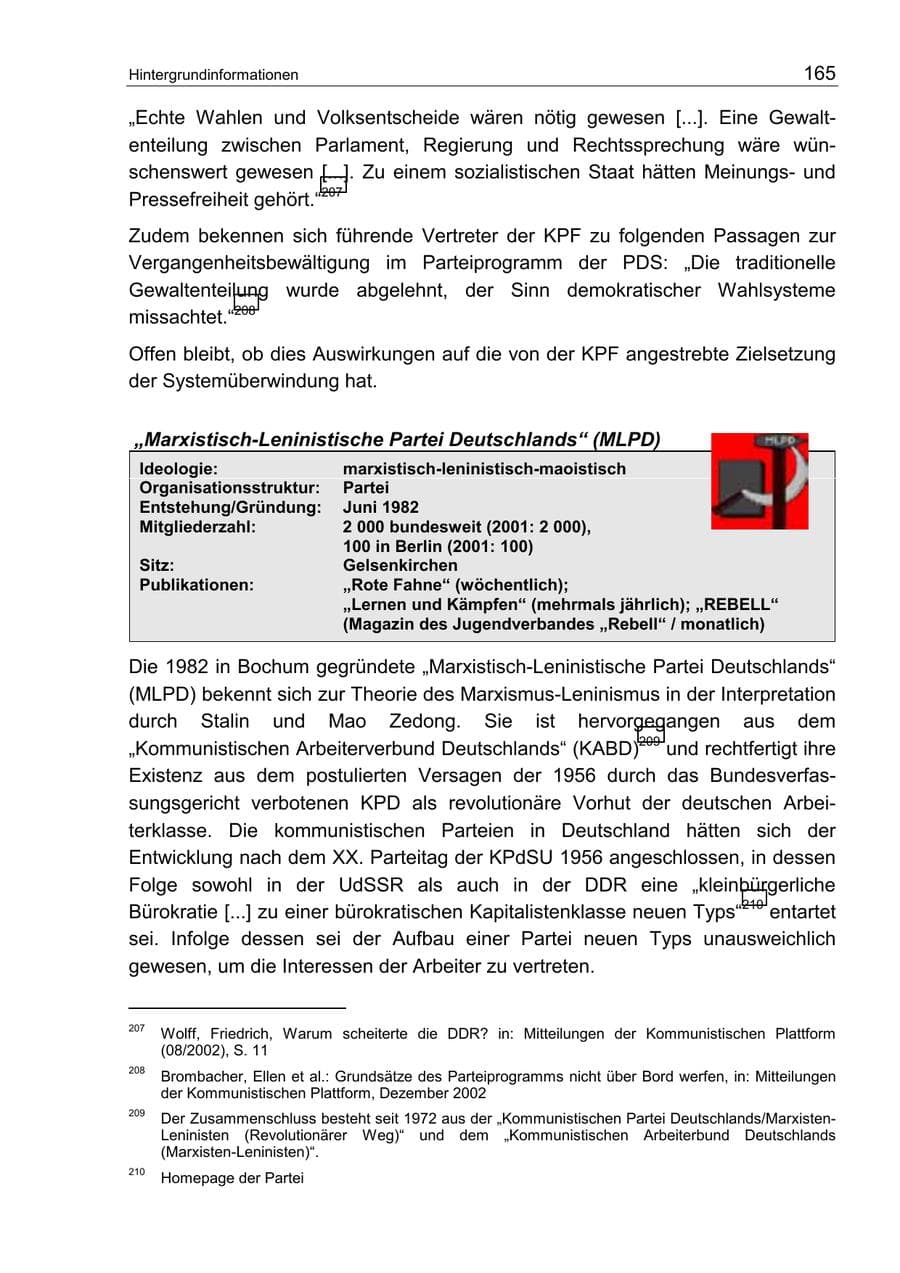 Seite 169 des Verfassungsschutzbericht 2002 Berlin
