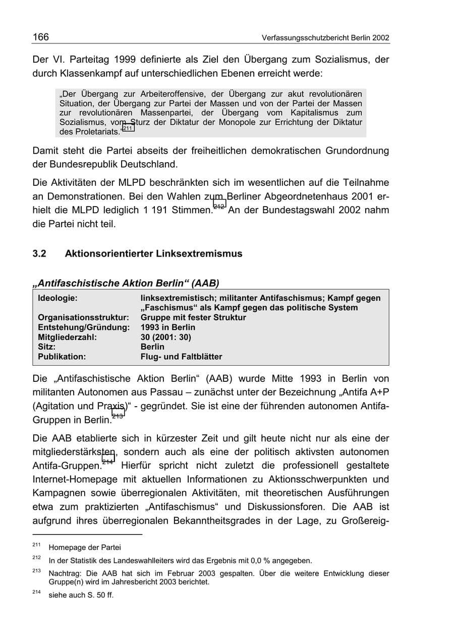 Seite 170 des Verfassungsschutzbericht 2002 Berlin