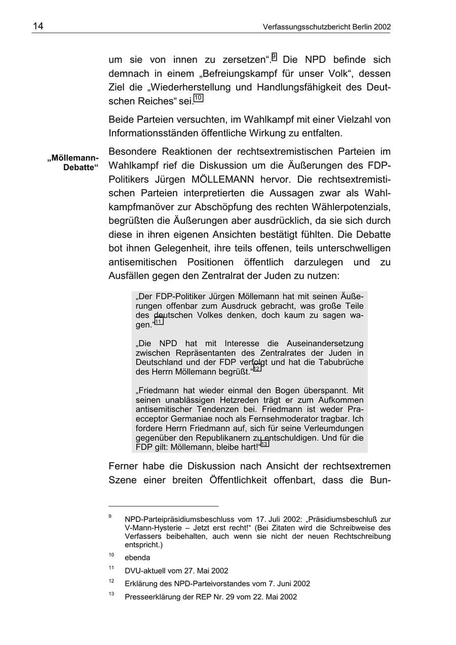 Seite 18 des Verfassungsschutzbericht 2002 Berlin
