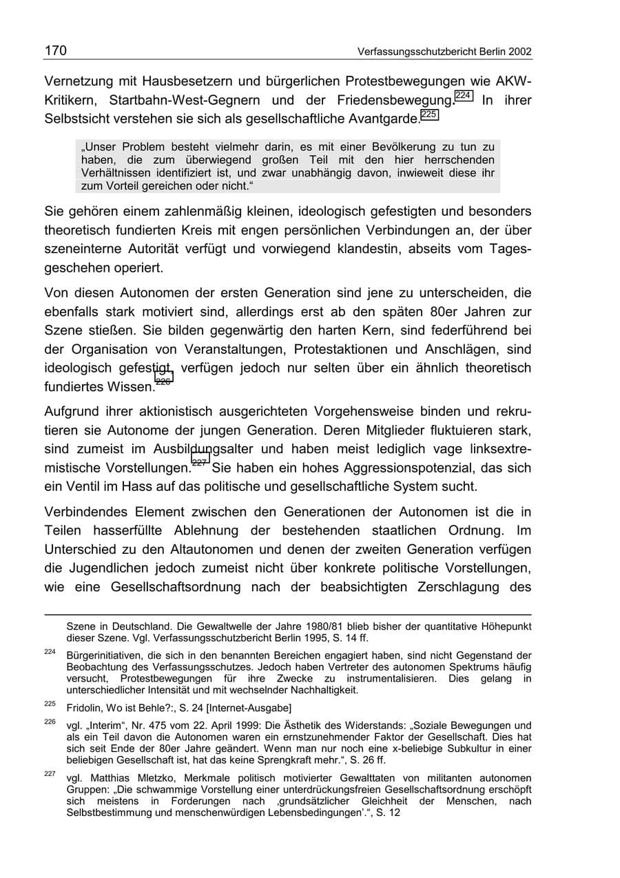 Seite 174 des Verfassungsschutzbericht 2002 Berlin