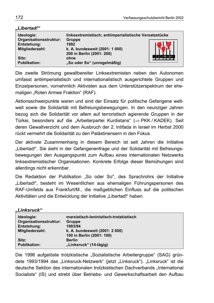 Seite 176 des Verfassungsschutzbericht 2002 Berlin