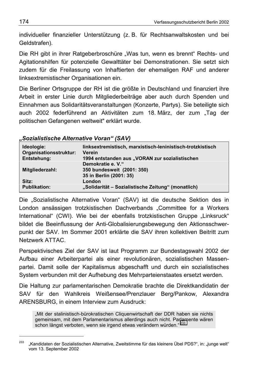 Seite 178 des Verfassungsschutzbericht 2002 Berlin