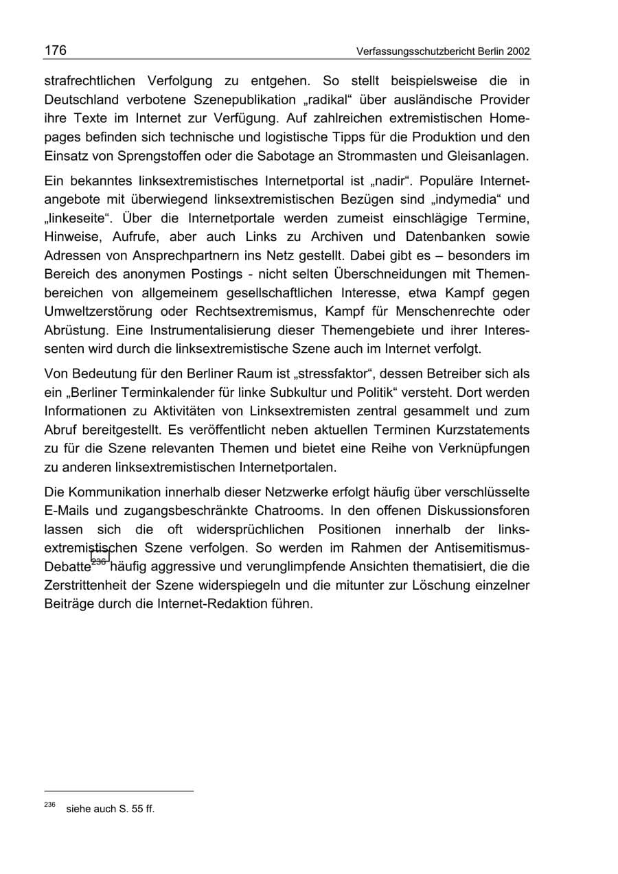 Seite 180 des Verfassungsschutzbericht 2002 Berlin