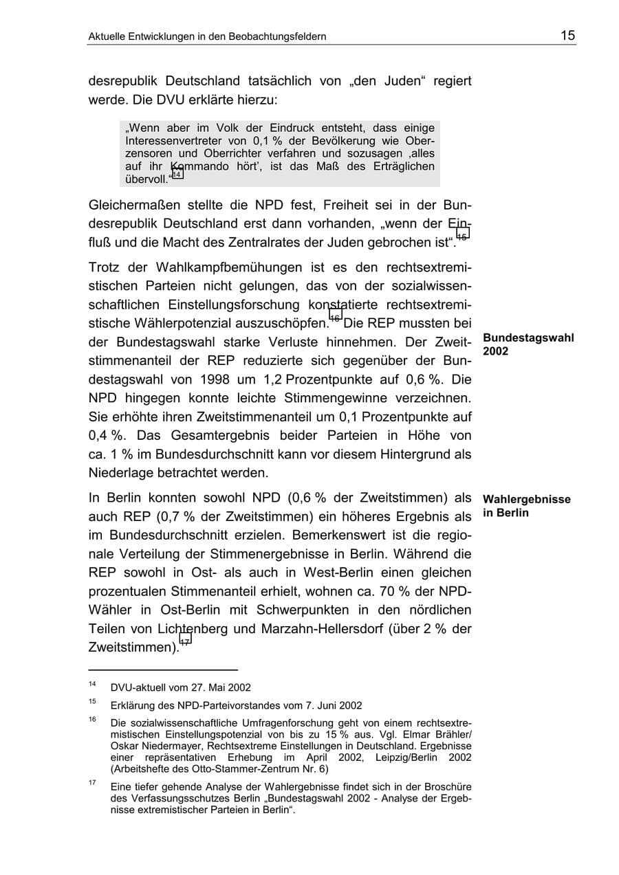 Seite 19 des Verfassungsschutzbericht 2002 Berlin