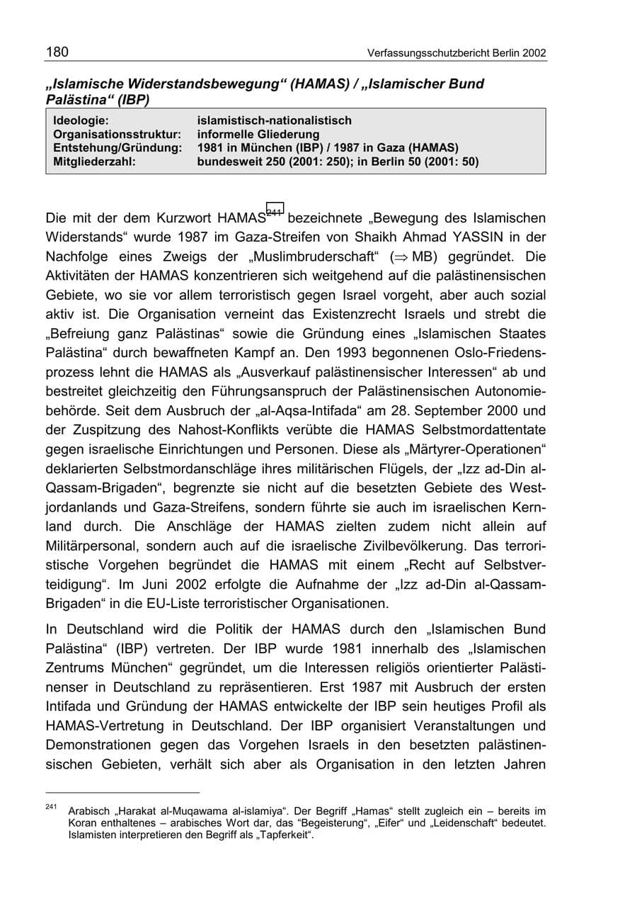 Seite 184 des Verfassungsschutzbericht 2002 Berlin