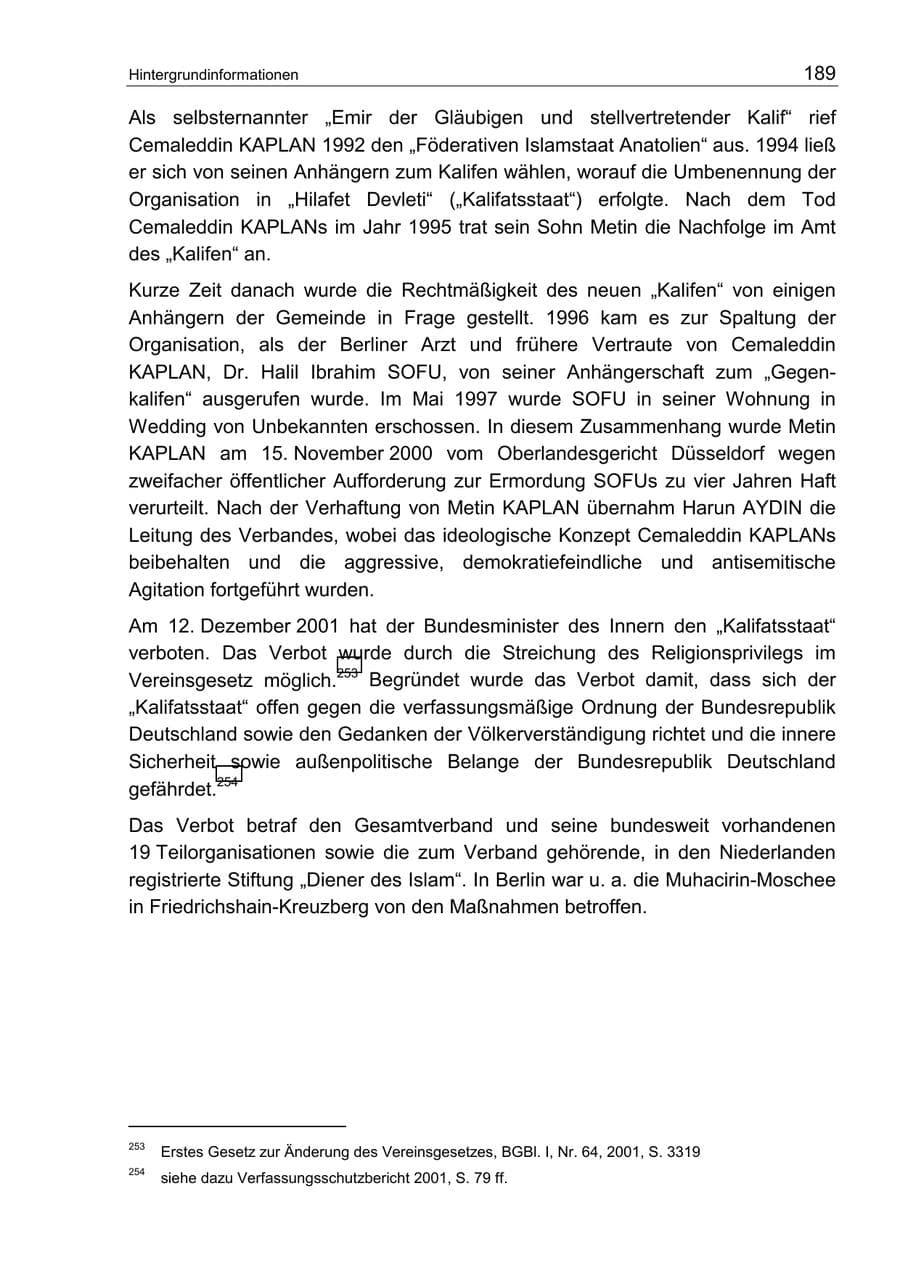 Seite 193 des Verfassungsschutzbericht 2002 Berlin