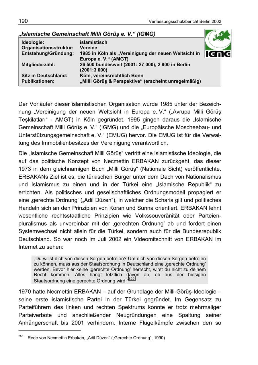 Seite 194 des Verfassungsschutzbericht 2002 Berlin