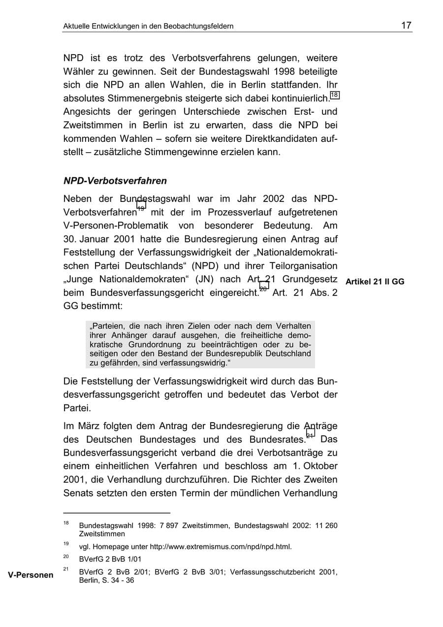 Seite 21 des Verfassungsschutzbericht 2002 Berlin