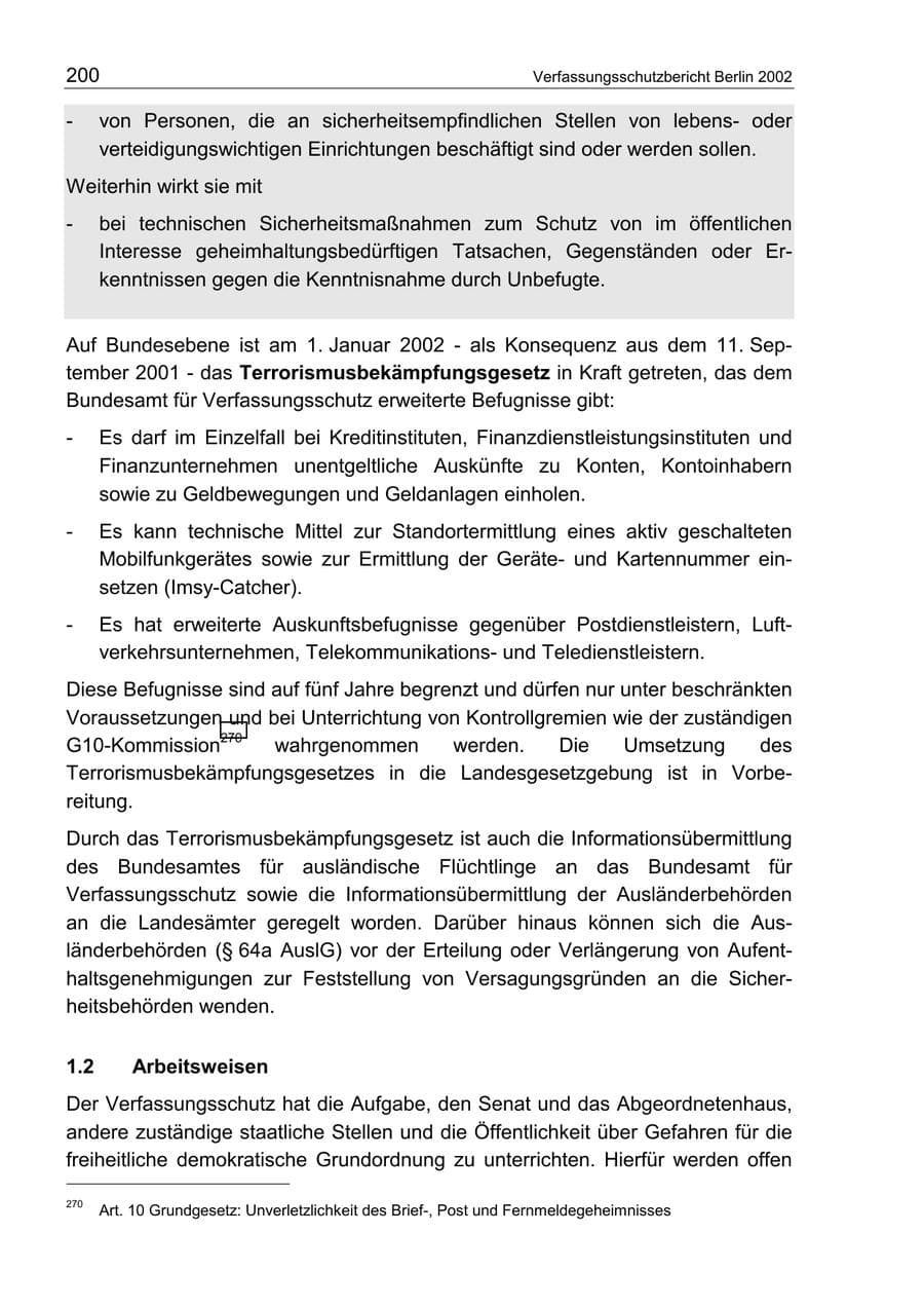 Seite 204 des Verfassungsschutzbericht 2002 Berlin
