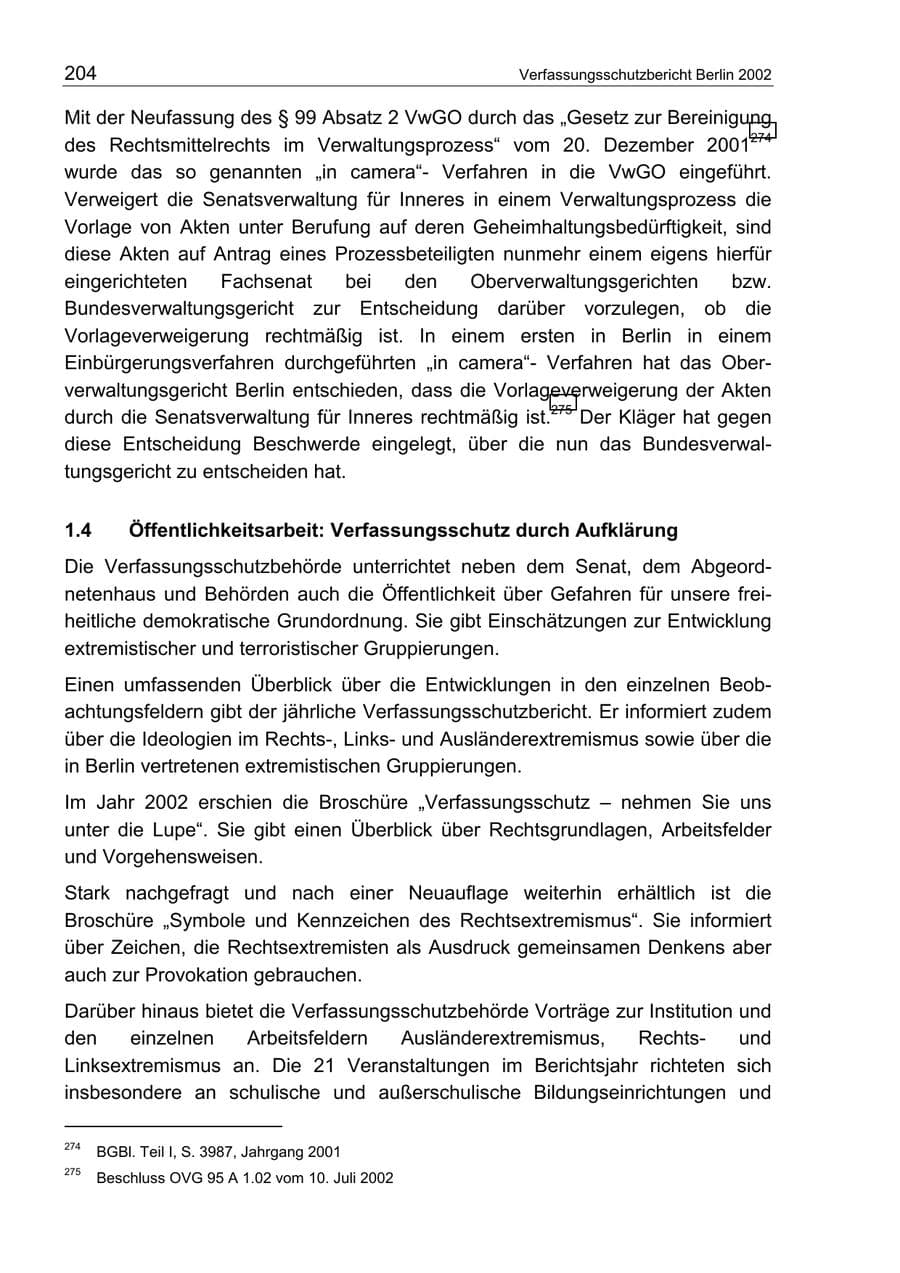 Seite 208 des Verfassungsschutzbericht 2002 Berlin