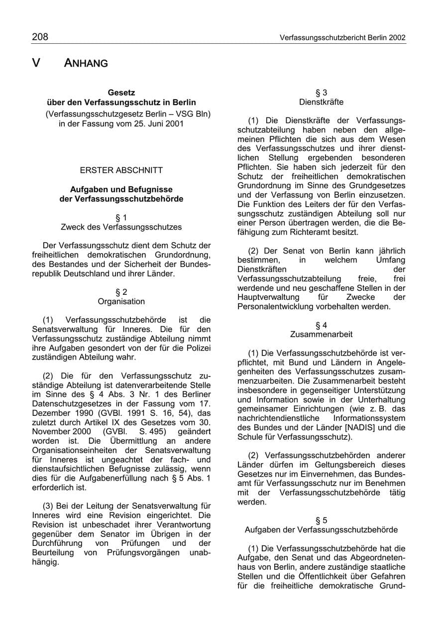 Seite 212 des Verfassungsschutzbericht 2002 Berlin