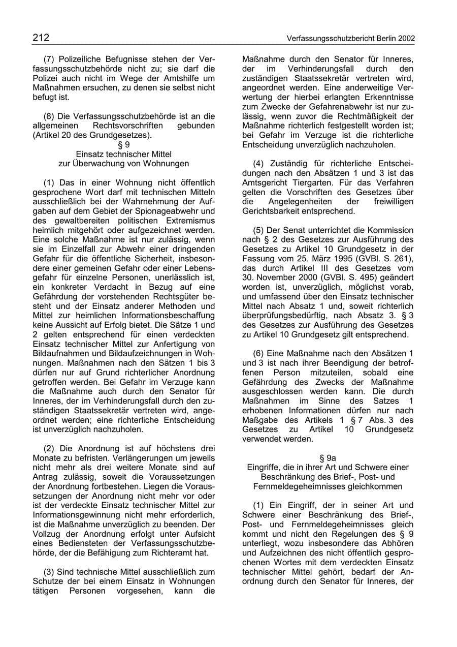 Seite 216 des Verfassungsschutzbericht 2002 Berlin