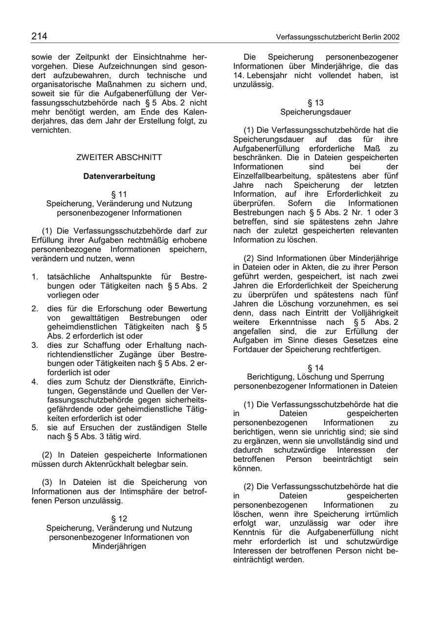 Seite 218 des Verfassungsschutzbericht 2002 Berlin