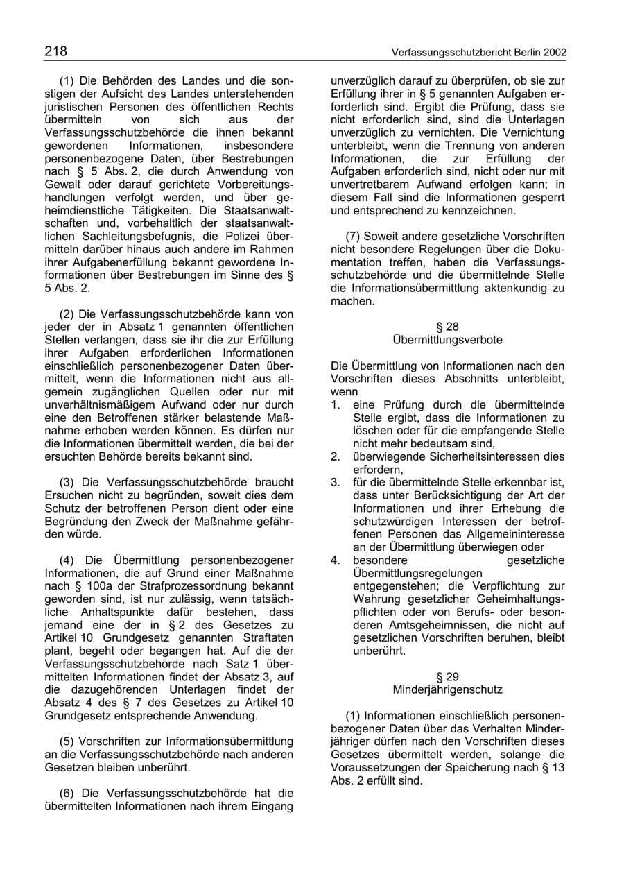 Seite 222 des Verfassungsschutzbericht 2002 Berlin