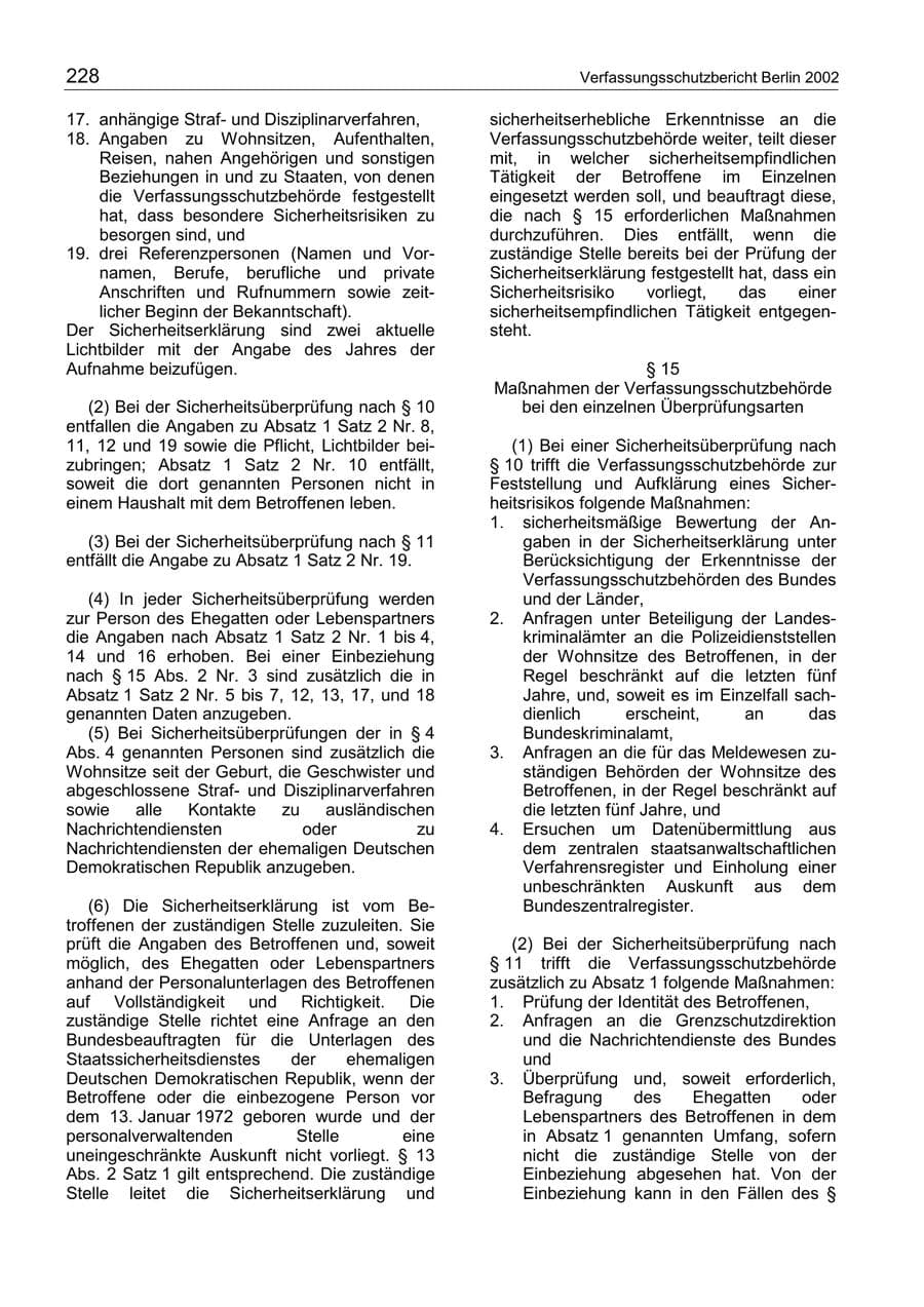 Seite 232 des Verfassungsschutzbericht 2002 Berlin