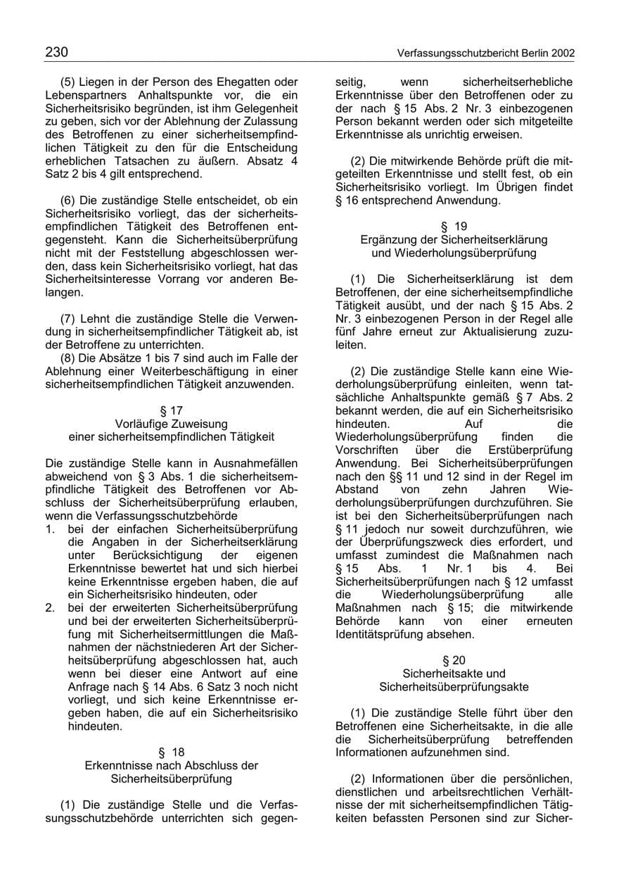 Seite 234 des Verfassungsschutzbericht 2002 Berlin