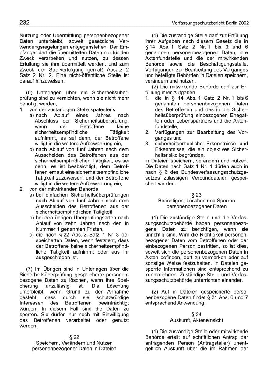 Seite 236 des Verfassungsschutzbericht 2002 Berlin