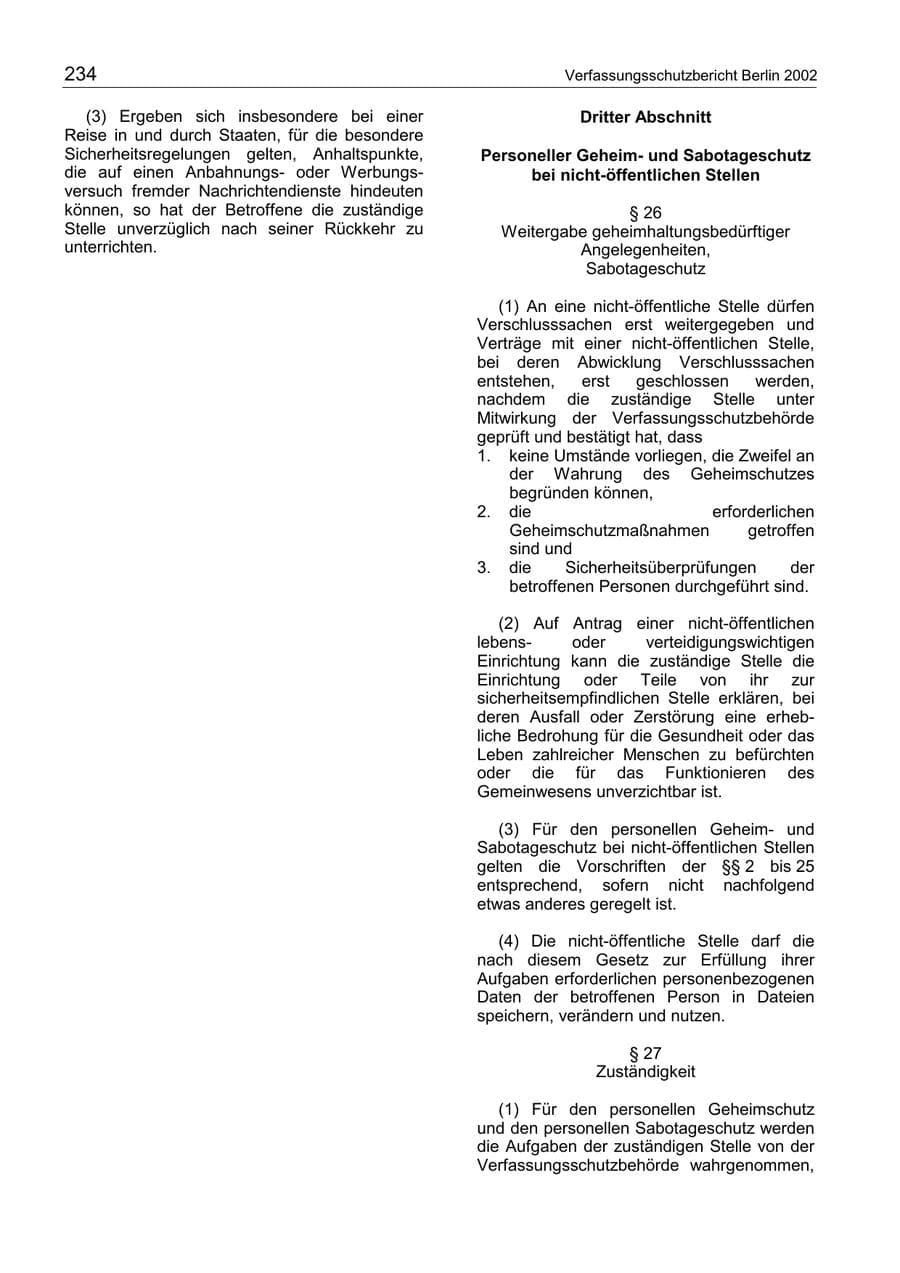 Seite 238 des Verfassungsschutzbericht 2002 Berlin