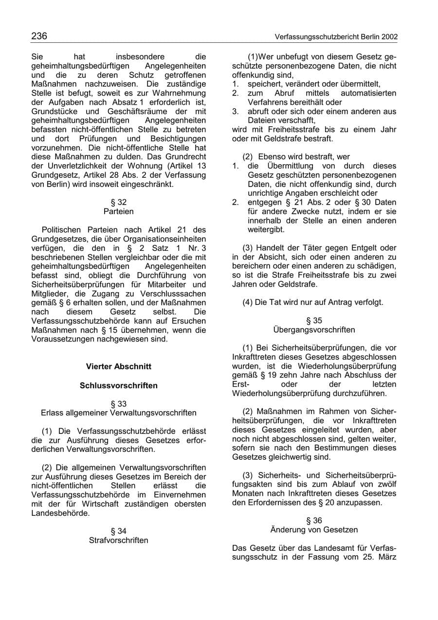 Seite 240 des Verfassungsschutzbericht 2002 Berlin